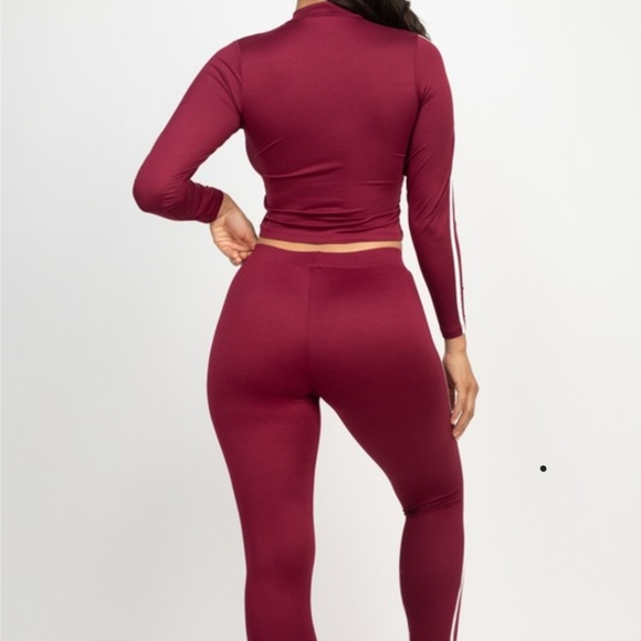 NWT Legging set crop top mock neck stripped Medium - Picture 5 of 5